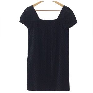 Vince Black Boho Eyelet Tunic Mini Shift Dress Size 2